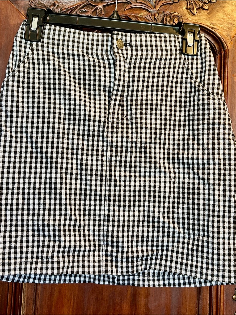 Hollister Black & White Gingham Mini Skirt